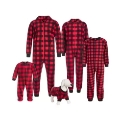 Best Pirce ✨ Family Pajamas Red Check Onesie Matching Set Red Buff Check ✨