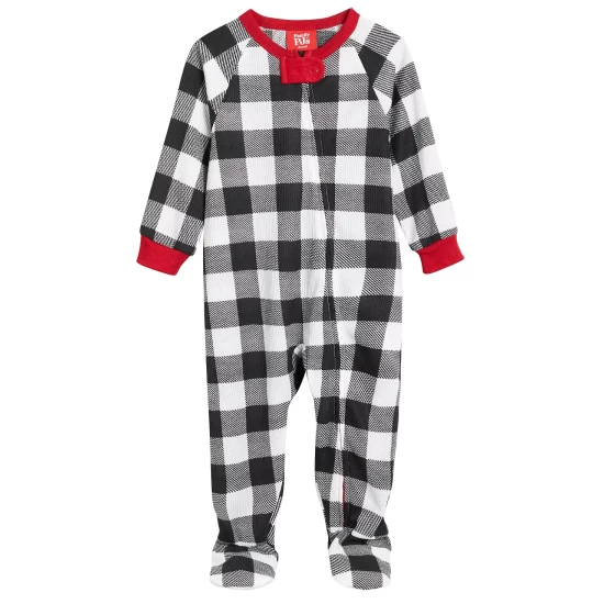 Wholesale ๐ Family Pajamas Matching Baby Lightweight Thermal Waffle Buffalo Check Footie One-Piece, Created For Macy's Black And White Buffalo Check โจ 2 Wholesale ๐ Family Pajamas Matching Baby Lightweight Thermal Waffle Buffalo Check Footie One-Piece, Created For Macy's Black And White Buffalo Check โจ - Image 2