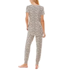 Deals 🔥 Roudelain Printed Short Sleeve Top & Jogger Pajama Set Disco Leopard 🔔 -Family Pajamas Store unnamed file 217