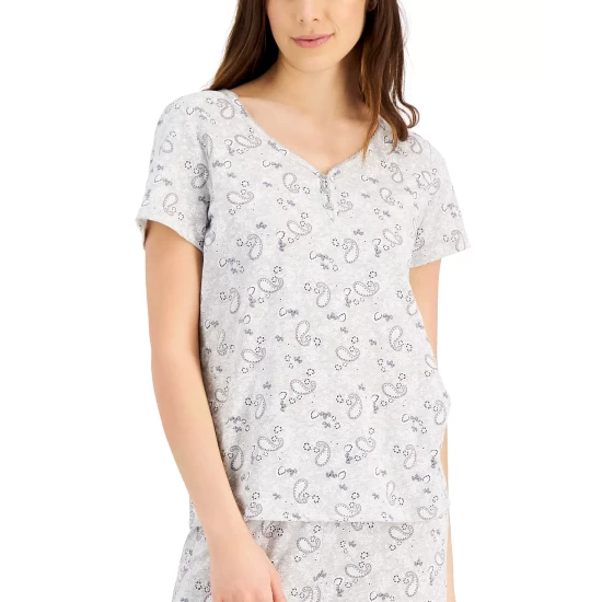 Hot Sale 🎁 Charter Club 👩 Women's Short Sleeve Cotton Essentials Printed Pajama Set, Created For Macy's Rain Dance Floral 😀 8 Hot Sale 🎁 Charter Club 👩 Women's Short Sleeve Cotton Essentials Printed Pajama Set, Created For Macy's Rain Dance Floral 😀 - Image 8