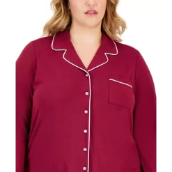Best Sale 😀 Alfani Plus Size Notch-Collar Long-Sleeve Pajamas Set, Created For Macy's Blue Stars 😍 -Family Pajamas Store unnamed file 238
