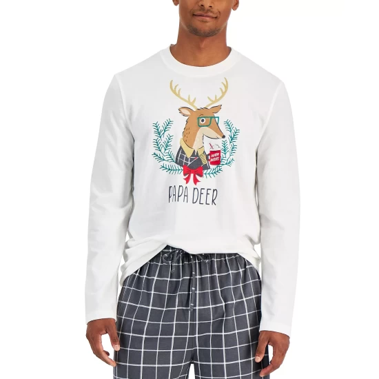 Best Sale 🌟 Family Pajamas Matching Men's Papa Deer Mix It Family Pajama Set, Created For Macy's Grey Plaid 😍 4 Best Sale 🌟 Family Pajamas Matching Men's Papa Deer Mix It Family Pajama Set, Created For Macy's Grey Plaid 😍 - Image 4