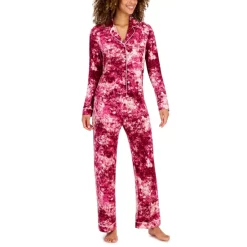 Flash Sale ✔️ Jenni 👩 Women's Notch-Collar Pajama Set, Created For Macy's Splatter Moonlight Blue 😀 -Family Pajamas Store unnamed file 256