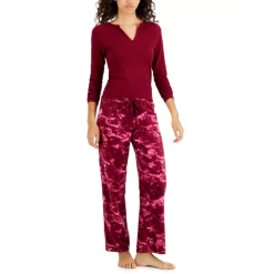 Best Pirce 🔔 Jenni 👩 Women's Printed Wide-Leg Fleece Pajama Pants, Created For Macy's Pink Tease Bold Tie Dye ❤️ -Family Pajamas Store unnamed file 337