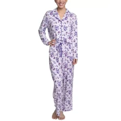 Wholesale 💯 Hanes 👩 Women's Relaxed Butter-Knit Notch Collar Pajama Set Purple Bouquet ⌛ -Family Pajamas Store unnamed file 346