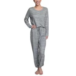 Outlet ✔️ Hanes 👩 Women's Relaxed Butter-Knit Henley Pajama Set Heather Grey 🥰 -Family Pajamas Store unnamed file 357