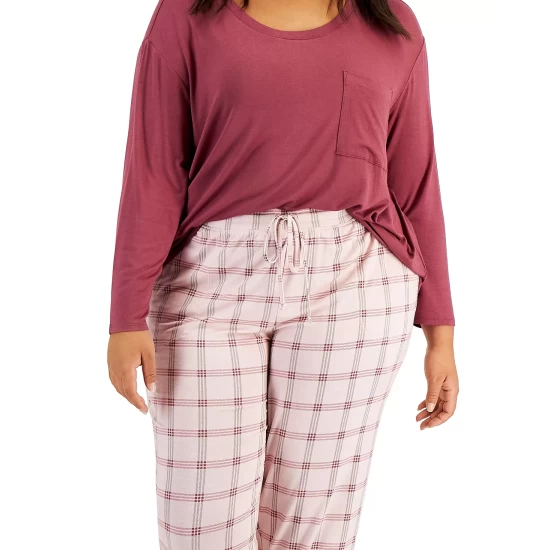 Best deal ✨ Alfani Plus Size Plaid Sleep Jogger Pants, Created For Macy's Dusty Tulip Plaid ⌛ 4 Best deal ✨ Alfani Plus Size Plaid Sleep Jogger Pants, Created For Macy's Dusty Tulip Plaid ⌛ - Image 4