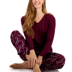 Coupon 🤩 Charter Club V-Neck T-Shirt & Flannel Pants Pajama Set, Created For Macy's Confetti Dot 🎁 -Family Pajamas Store unnamed file 42