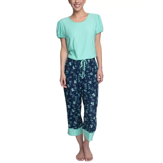Wholesale โ๏ธ Hanes ๐ฉ Women's Short Sleeve T-Shirt & Cropped Pants Pajama Set Blue Belle Print ๐ฅ 9 Wholesale โ๏ธ Hanes ๐ฉ Women's Short Sleeve T-Shirt & Cropped Pants Pajama Set Blue Belle Print ๐ฅ - Image 9
