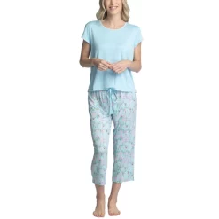 Hot Sale 🧨 Muk Luks 👩 Women's Plus Size Short Sleeve & Capri Pant Pajama Set Pink / Daisy 😉 -Family Pajamas Store unnamed file 433