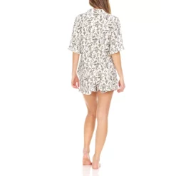 Wholesale 😉 Laundry By Shelli Segal 👩 Women's Lightweight Mandarin Collar Button-Up Top Matching Shorts Set Yellow Multi ⌛ -Family Pajamas Store unnamed file 443