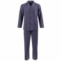Outlet ⌛ Club Room Men's Double Window Pane Pajama Set, Created For Macy's Navy Red ✔️
