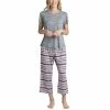 Best Pirce 😍 Muk Luks Plus Size 3-Pc. Pajama Set Gray / Stripe . Floral 😉