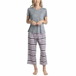Best Pirce ๐ Muk Luks Plus Size 3-Pc. Pajama Set Gray / Stripe . Floral ๐