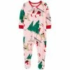 New 💯 Carter's Baby 👧 Girls One-Piece Santa Fleece Footie Pajama Pink 🎁