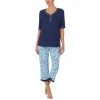 Flash Sale ✔️ Cuddl Duds Henley Top & Cropped Pants Pajama Set Peri Garden 👍