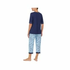 Flash Sale ✔️ Cuddl Duds Henley Top & Cropped Pants Pajama Set Peri Garden 👍 -Family Pajamas Store unnamed file 502