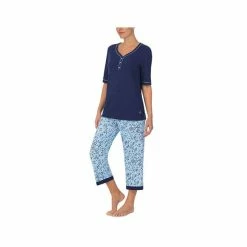Flash Sale ✔️ Cuddl Duds Henley Top & Cropped Pants Pajama Set Peri Garden 👍 -Family Pajamas Store unnamed file 503