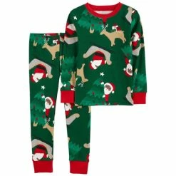 Deals 🧨 Carter's Baby Santa Snug Fit Pajama, 2 Piece Set Green 👏