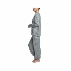 Outlet ✔️ Hanes 👩 Women's Relaxed Butter-Knit Henley Pajama Set Heather Grey 🥰 -Family Pajamas Store unnamed file 524
