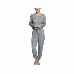 Outlet ✔️ Hanes 👩 Women's Relaxed Butter-Knit Henley Pajama Set Heather Grey 🥰 -Family Pajamas Store unnamed file 527