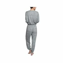 Outlet ✔️ Hanes 👩 Women's Relaxed Butter-Knit Henley Pajama Set Heather Grey 🥰 -Family Pajamas Store unnamed file 528