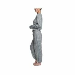 Outlet ✔️ Hanes 👩 Women's Relaxed Butter-Knit Henley Pajama Set Heather Grey 🥰 -Family Pajamas Store unnamed file 529