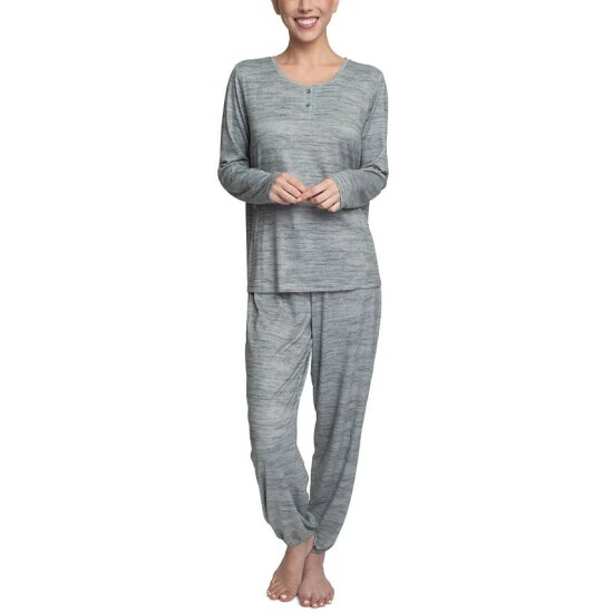Brand new 😍 Hanes Plus Size Relaxed Butter-Knit Henley Pajama Set Heather Grey ⭐ 1 Brand new 😍 Hanes Plus Size Relaxed Butter-Knit Henley Pajama Set Heather Grey ⭐