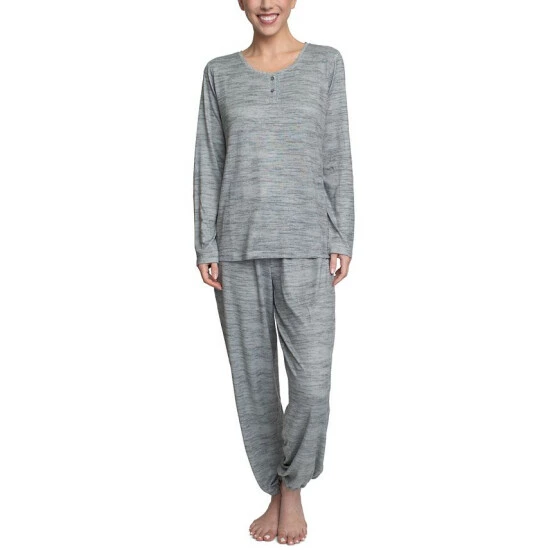 Brand new 😍 Hanes Plus Size Relaxed Butter-Knit Henley Pajama Set Heather Grey ⭐ 4 Brand new 😍 Hanes Plus Size Relaxed Butter-Knit Henley Pajama Set Heather Grey ⭐ - Image 4