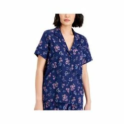 Best deal 😉 Charter Club 👩 Women's Notch-Collar & Cropped Pajama Pants Set Medieval Blue Floral 😀 -Family Pajamas Store unnamed file 566