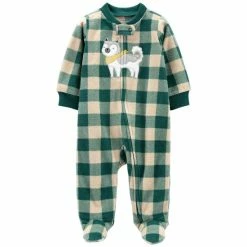 Best deal ⌛ Carter's Baby Boys Plaid Zip-Up Fleece Sleep And Play Green 🧨