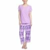 Flash Sale 😉 Muk Luks Plus Size Short-Sleeve Top And Capri Pajama Pants Set Purple Patchwork ✔️