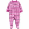 Cheap 👍 Carter's Baby 👧 Girls Fair Isle Fleece Sleep & Play Pink ❤️