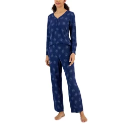 New ⭐ Charter Club 👩 Women's Long Sleeve Soft Knit Pajama Set, Created For Macy's Medieval Blue Crescent Moon 😍 -Family Pajamas Store unnamed file 61