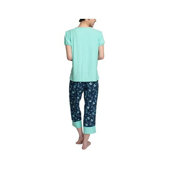 Wholesale โ๏ธ Hanes ๐ฉ Women's Short Sleeve T-Shirt & Cropped Pants Pajama Set Blue Belle Print ๐ฅ 2 Wholesale โ๏ธ Hanes ๐ฉ Women's Short Sleeve T-Shirt & Cropped Pants Pajama Set Blue Belle Print ๐ฅ - Image 2