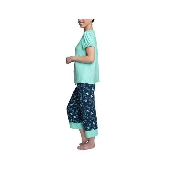 Wholesale โ๏ธ Hanes ๐ฉ Women's Short Sleeve T-Shirt & Cropped Pants Pajama Set Blue Belle Print ๐ฅ 3 Wholesale โ๏ธ Hanes ๐ฉ Women's Short Sleeve T-Shirt & Cropped Pants Pajama Set Blue Belle Print ๐ฅ - Image 3