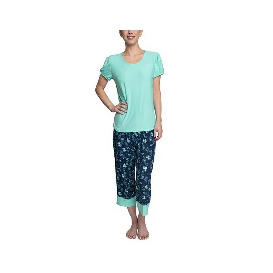Wholesale โ๏ธ Hanes ๐ฉ Women's Short Sleeve T-Shirt & Cropped Pants Pajama Set Blue Belle Print ๐ฅ 7 Wholesale โ๏ธ Hanes ๐ฉ Women's Short Sleeve T-Shirt & Cropped Pants Pajama Set Blue Belle Print ๐ฅ - Image 7