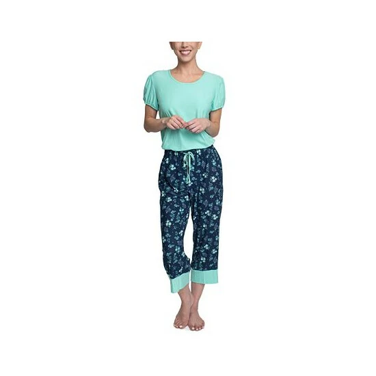 Wholesale โ๏ธ Hanes ๐ฉ Women's Short Sleeve T-Shirt & Cropped Pants Pajama Set Blue Belle Print ๐ฅ 8 Wholesale โ๏ธ Hanes ๐ฉ Women's Short Sleeve T-Shirt & Cropped Pants Pajama Set Blue Belle Print ๐ฅ - Image 8
