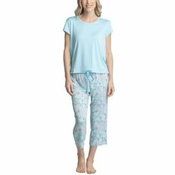 Hot Sale 🧨 Muk Luks 👩 Women's Plus Size Short Sleeve & Capri Pant Pajama Set Pink / Daisy 😉