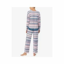 New 😀 Ellen Tracy 👩 Women's Long Sleeve Crew Neck Pajama Set Pink, Blue Fairisle ⭐ -Family Pajamas Store unnamed file 697