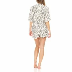 Wholesale 😉 Laundry By Shelli Segal 👩 Women's Lightweight Mandarin Collar Button-Up Top Matching Shorts Set Yellow Multi ⌛ -Family Pajamas Store unnamed file 709